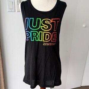 Zenergy "Just Pride" Rainbow Graphic Muscle Tee - Black